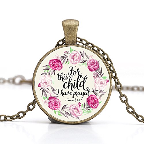 Bible Verse Pendant Necklace Christian Songs And Hymns Glass Cabochon Pendant Inspired Necklace With 24 Inches Chain Handmade For Gifts 5Pcs (Verse 35) #TOP6