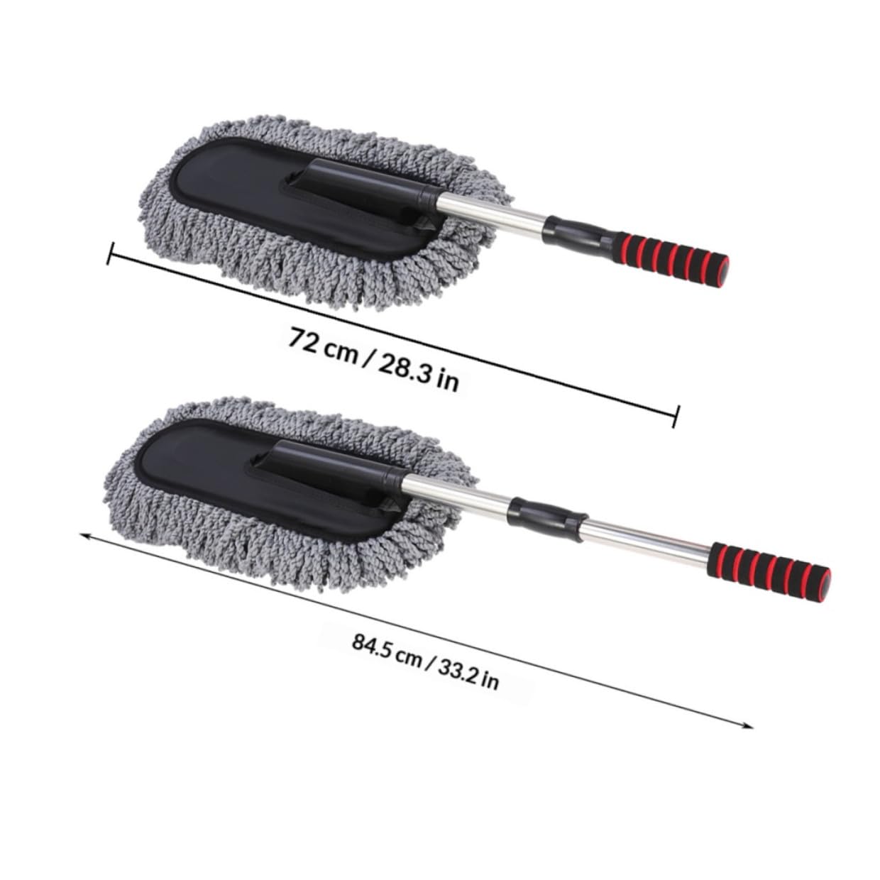 Cepillo para Limpiar Polvo de Coche 2 Piezas con Mango Telescópico de Acero Inoxidable Gris, Limpiador de Autos Versátil para Interior y Cuidado Automotriz Doméstico
