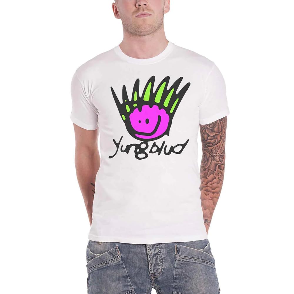 YungBlud T Shirt be Grunge Face Logo Official Mens White XXL