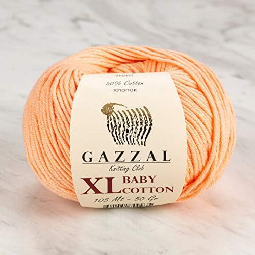 3 Pack (Ball) Gazzal Baby Cotton XL Total 5.28 Oz / 344 Yrds, Each Ball 1.76 Oz (50g) / 246 Yrds (225m) Super Soft, DK- Worsted Baby Yarn, 50% Turkish Cotton, Pinkish Orange - 3412
