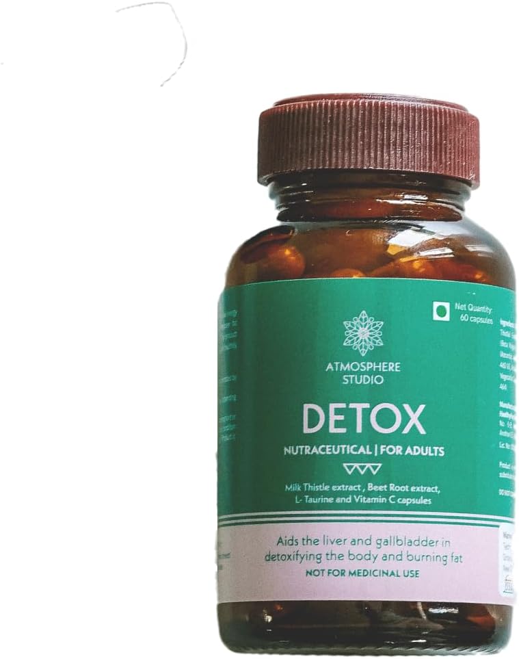 Atmosphere Studio Detox with Milk Thistle Extract, Beetroot Extract, Taurine, Vitamin C, Helps with Focus, clarity, and sustained energy (60 Capsules)