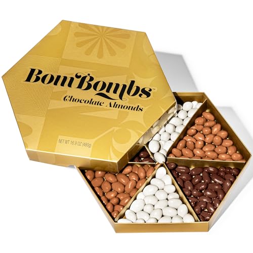 BomBombs Geschenkbox-Set mit Mandeln mit Schokoladenüberzug - mit Vollmilch,...