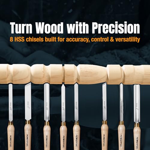 POWERTEC 8-Piece HSS Wood Lathe Chisel Set