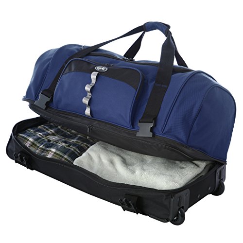 Olympia 30 Inch Drop Bottom Rolling Duffel Bag, Navy