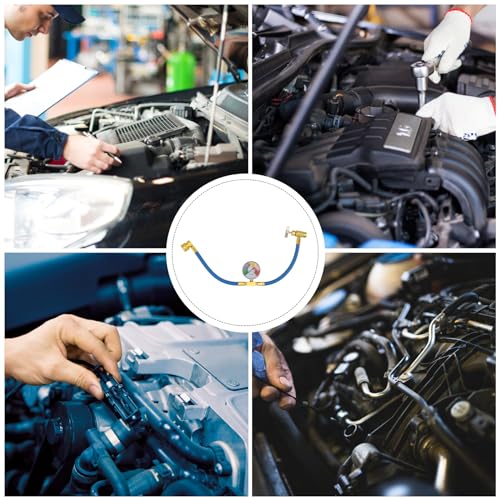 Veemoon R134a Kältemittel Ladeschlauch Kfz -klimaanlagenfüllschlauch mit Messgerät Auto-ca-kühlerladerschlauch R134a Kältemittel Nachfüllset (1/2 Gewinde für Amerikaner Und Europa)