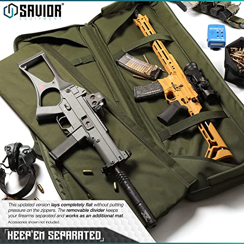 Savior Equipment American Classic Tactical Double Long Rifle Pistol Gun Bag Firearm Transportation Case W/Backpack - 42 Inch Olive Drab Green #TOP2