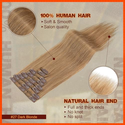 Image of Benehair Clip in Hair Extensions Real Human Hair, Blonde Hair Extensions Clip in Human Hair for Women, Long Straight, Remy Natural, Full Head 8pcs 14inch #60 Platinum Blonde