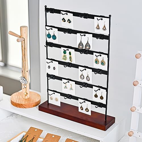 Lolalet LL-08364114 Earring Display Stand For Selling, 6 Tier Earrings Display Rack With 24 Adjustable Hooks, Jewelry Display Stand For Vendors Earrings, Keychain Cards Retail Display -Black thumb #5