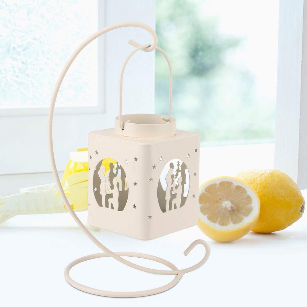 Candle Holder Decorative Candle Stand, Stylish Hollow Out Candlestick Candle Holder, Home Table Decoration Ornament with Lover Decor(White)