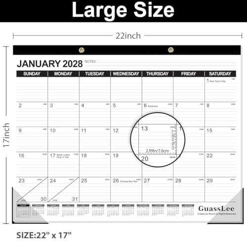 Image of GuassLee Large Desk Calendar 2027 3 Pack, 18 Months Jan 2027-Jun 2028
