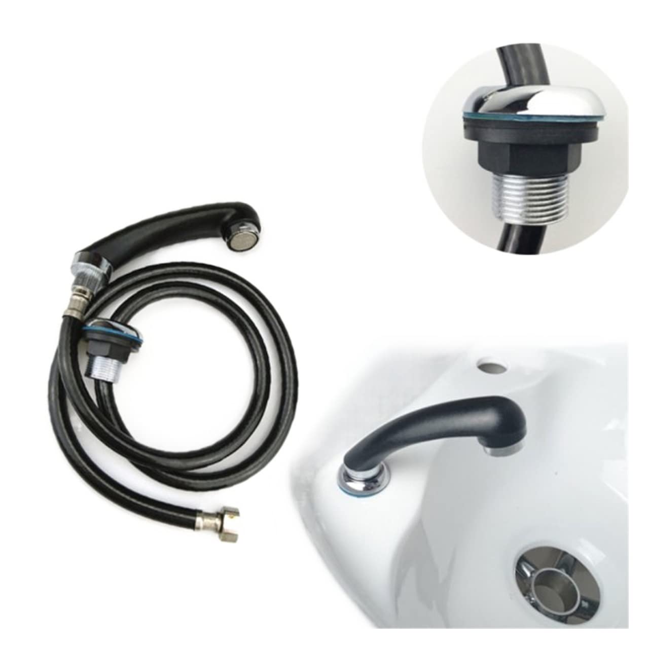 MANYHORSES Wasserhahn-Sprühaufsatz Mit Schlauch – 80 Zoll, 3 Strahlarten, Inkl. 6 Adaptern, Für Küche & Bad