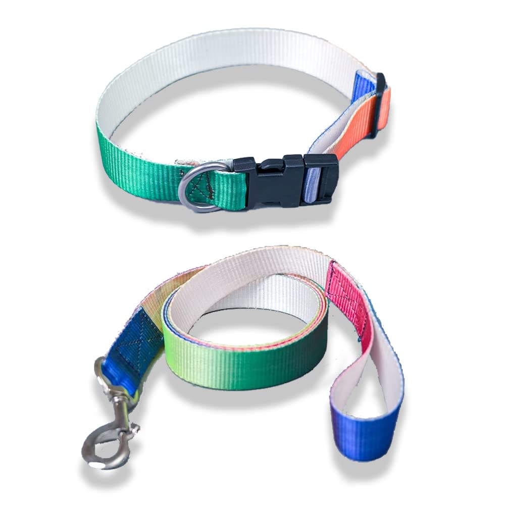SITSNOOZE Dog Neck Collar Belt and Leash Set | Anti slip, Lightweight, Everyday Reflective Dog Collar with Adjustable Length |Heavy duty Collar & Leash Suitable for Training and Walks Color : Tricolor (B0BGCC1H4C) Amazon Price History, Amazon Price Tracker
