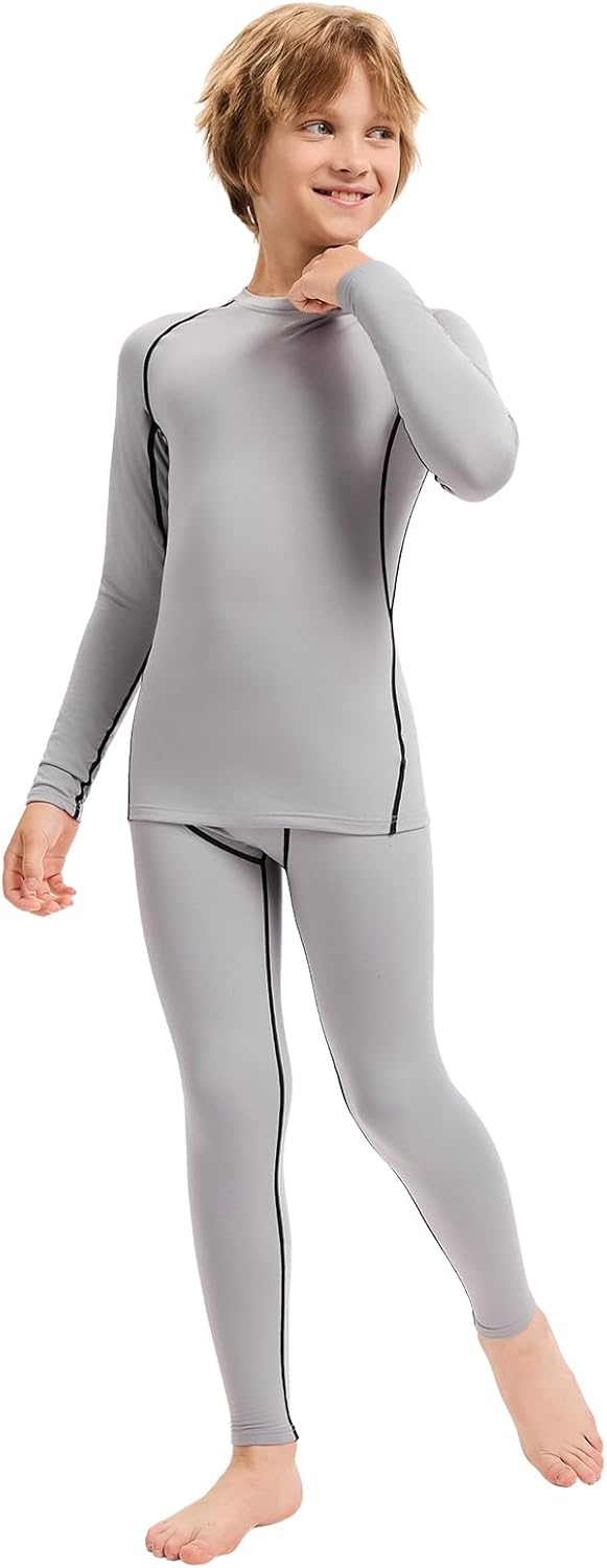 2 Pack Thermal Underwear Set for Kids Compression Thermals Top and Bottom Set Boys Long Johns Base Layer - Image 3