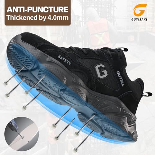 Image of Steel Toe Shoes for Women and Men, Lightweight Safety Work Shoes, Puncture Resistant Cushioned Low Top Work Sneakers for Warehouse Factory Construction