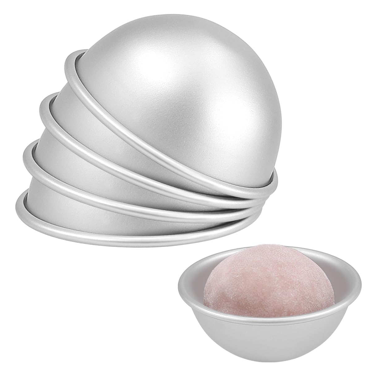 DOERDO DD 4PCS Half Ball Cake Pan, Aluminum Cake Ball Mold, Dessert Pudding Baking Mold for Home Party, 2.7x1.3 Inch