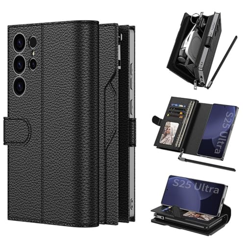 Étui portefeuille Galaxy S25 Ultra noir idéal pour le quotidien
