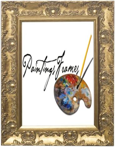 Paintings Frames Wide Ornate Shabby Chic Antique Swept/Muse Picture/Photo/Poster Frame with an MDF Backing Board Ready to Hang-with Styrene Shatterproof Perspex Sheet - 14"X11" Gold