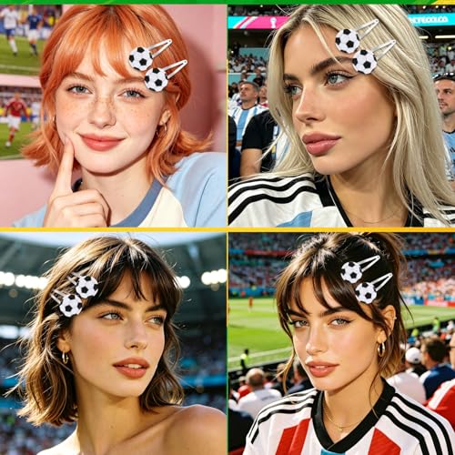 Pinzas de cabello con diseño de fútbol 6 piezas miniatura 6