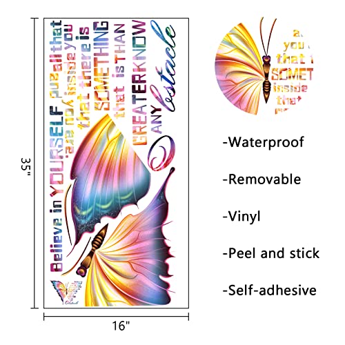 Mfault Inspirational Butterfly Believe In Yourself Quote Wall Decals Stickers, Large Motivational Saying Decoration Teens Girls Bedroom Living Room Art, Positive Phrase Women Home Kitchen Decor #TOP1