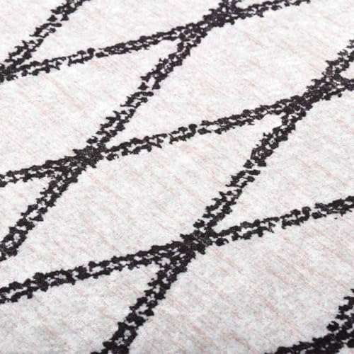 Image of KDACVBMG Velvet Washable Runner Rug 80x300 cm White Black