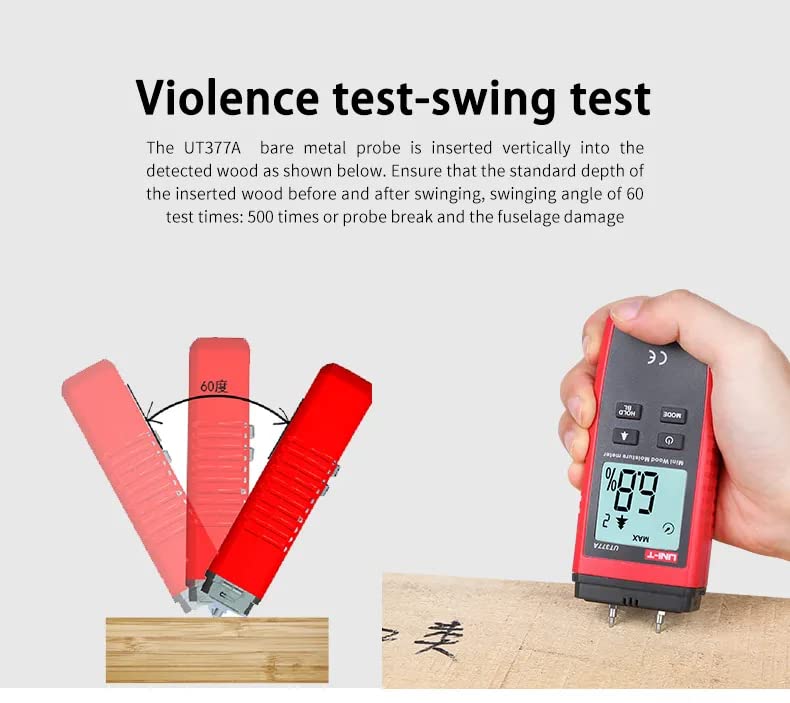 UNI-T Uni-Trend Hygrometer UT377A Digital Wood Moisture Meter Hygrometer Humidity Gauge Tester for Paper Plywood Wooden Materials LCD Display