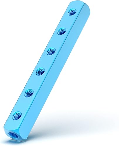 Miniatura 7 de TAILONZ PNEUMATIC 14 "azul 6 vías 9 puertos de derivación neumática bloque de aluminio colector neumático Distribución de aire Distribución de aire