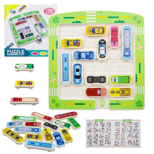 BEELUKY Auto Spielzeug Stauspiel Logikspiel Denken Logik Puzzle Spiele Familienspiel Rush Hour Spiel Junior mit 750 Levels Brettspiele für Jungen Mädchen ab 5 6 7 8 9 10 Jahren