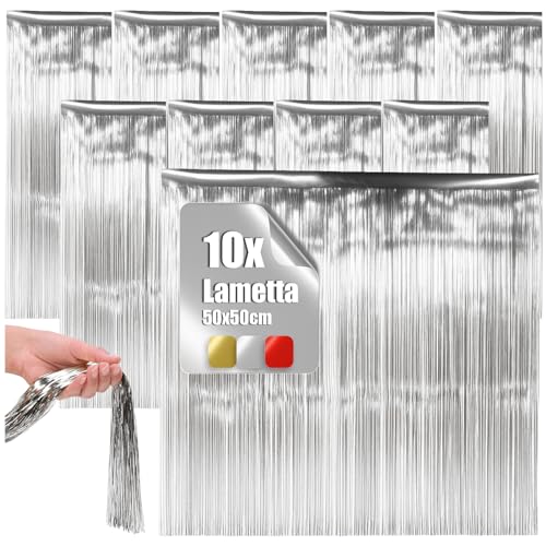 com-four® 10x Silberfarbene Lametta Girlande für Weihnachten -...