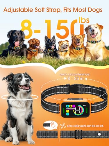 Image of DINJOO Bark Collar for Large Medium Small Dogs - Smart AI 1S Stop Barking, Anti Barking Device & Dog Training Collar with Beep, Vibration & 8-Level Sensitivity, IP67 Waterproof - Pastel Orange