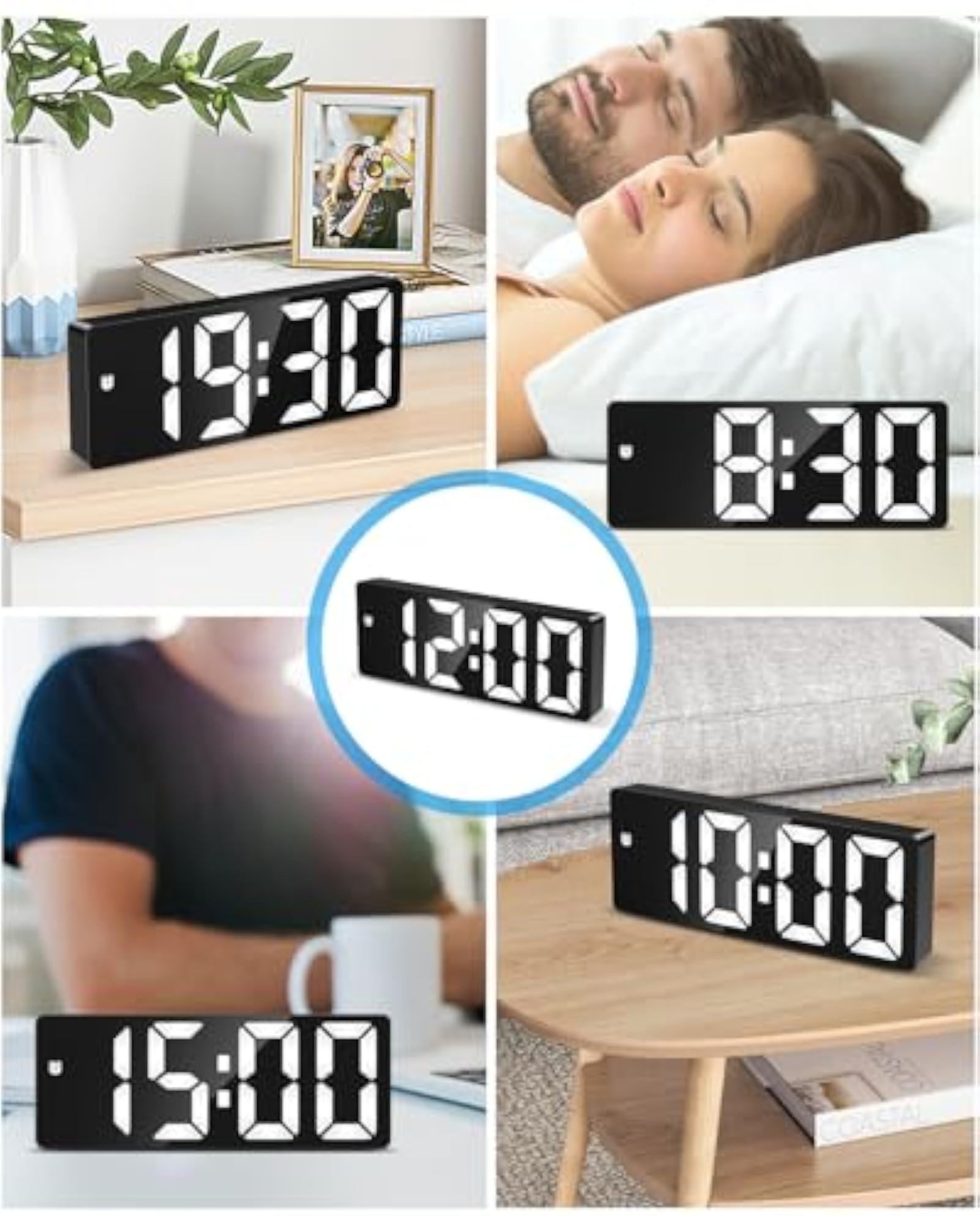 Digital Alarm Clock with Temperature Display, Voice Control
