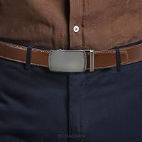CHAOREN Gürtel Herren, Automatik Ledergürtel Herren 35mm ohne Löcher, Cognac, Taille 110-120cm (Gesamtlänge 135cm) – Ansicht 2