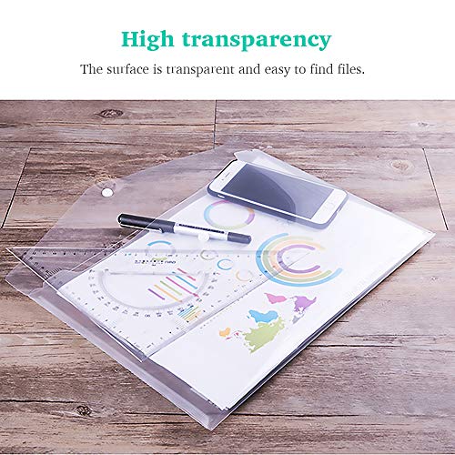 Clear Document Folders Transparent Filing Envelopes Waterproof Plastic Envelopes File Holder Filing Document Poly Envelope With Snap Button Closure For A4 Letter Paper Size (White/5 Pcs ) #TOP3