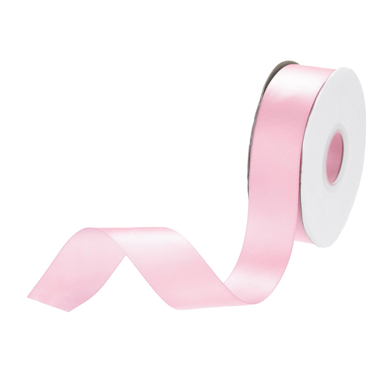 DMiotech 25mm Satin Ribbon 23m/75ft Thin Double Face Fabric Grosgrain Ribbon for Gift Wrapping Floral Hair Flower Bouquet Light Pink