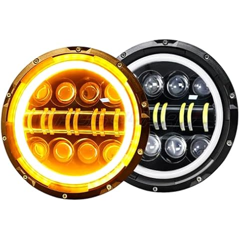 CHUSYYRAY Headlight Assembly Compatible for 2003 2004 2005 2006 2007 Jeep Liberty, DOT Approved H6024 High Low Sealed Beam DRL Turn Signal, 7 Inch Led Headlight Round, 2Pcs Cover