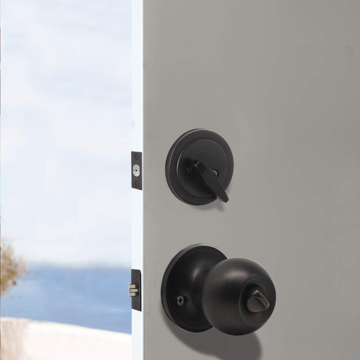Flash Deals - 80% OFF Round Ball Entry Door Knob and Single Cylinder Deadbolt Combination Locksets,Oil Rubbed Bronze Finished, Keyed Alike Entrance Door Locks,Universal for Right and Left Handed Doors,3Pack Super Big Clearance! Round Ball Entry Door Knob and Single Cylinder Deadbolt Combination Locksets,Oil Rubbed Bronze Finished, Keyed Alike Entrance Door Locks,Universal for Right and Left Handed Doors,3Pack