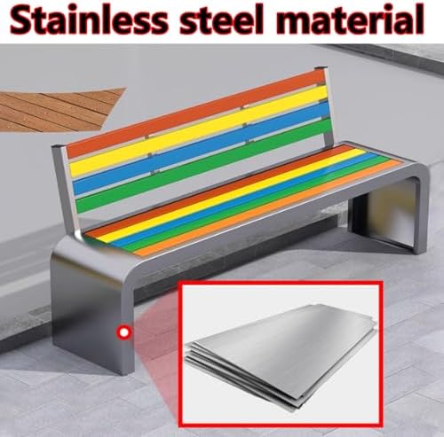 Weatherproof Stainless Steel & Wood Plastic Outdoor Bench with Backrest, 400kg Capacity, 120x40x80cm, Ideal for Gardens, Parks, Communities & Public Areas