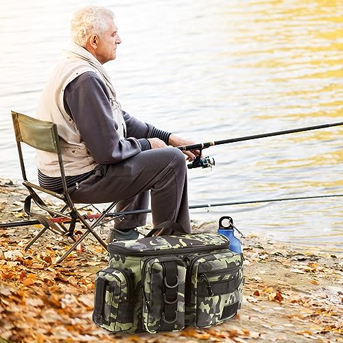 zerotop Fishing Tackle Bags Large Sling Fishing Carryall Bag Multi-Pocket Waterproof Fishing Tackle Storage Bags Holdall with Padded Shoulder Strap - Image 4