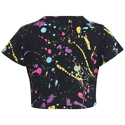 Kids Girls Top Tops Splash Print Stylish Fahsion Trendy T Shirt Crop Top 5-13 Yr2