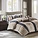 Madison Park Comforter Faux Silk-Traditional Luxurious Jacquard Design All Season Set, Matching Bed Skirt, Decorative Pillows, King(104