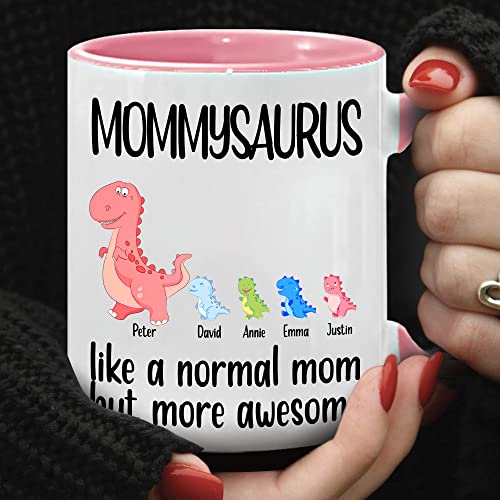 Taza personalizada MOMMYSAURUS con dinosaurios y nombres miniatura 4
