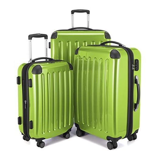 HAUPTSTADTKOFFER - Alex - Set di 3 valigie (S, M & L), 235 litri, Colore Mela Verde