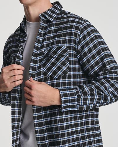 Real Essentials 3 Pack: Men's Long-Sleeve Flannel Button Down Plaid Casual Shirt (Available in Big & Tall)4