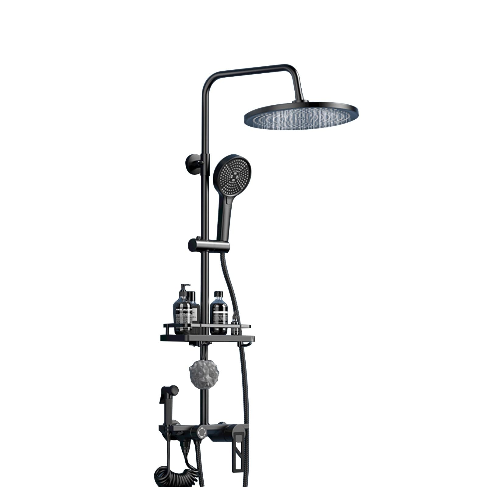 Luminaires de douche exposés et colonne murale 4 fonctions avec valve
