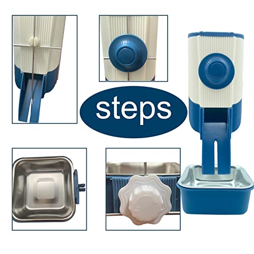 Muyg Rabbit Hanging Automatic Feeder,Bunny Food Automatic Dispenser,Removable Travel Pets Cage Gravity Feeder Set For Small Animals Guinea Pigs Cats Puppies Chinchilla(Blue) #TOP5