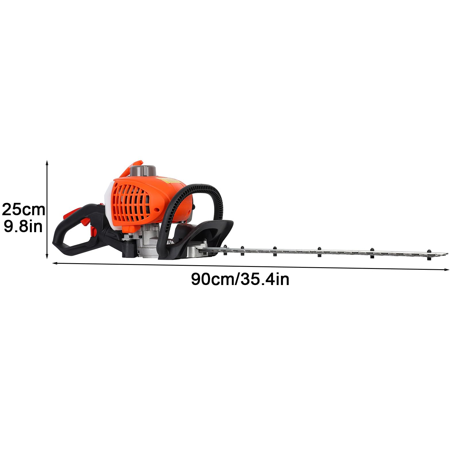 Cortasetos de gasolina de 26 cc y 7500 rpm con mango principal giratorio de 180°, cortador de setos de 2 tiempos con cuchillas de doble acción de 24 pulgadas, cortador de arbustos de gas con