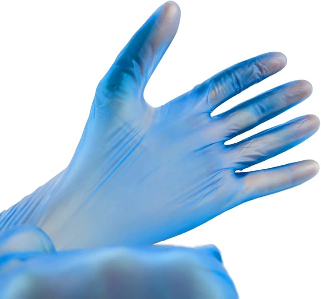 Straame Pack of 100 Disposable Vinyl Gloves, Powder Free and Latex Free Single Use Gloves, Versatile Multi-Purpose and Single Use Gloves, Non Sterile Gloves (Large, Blue)