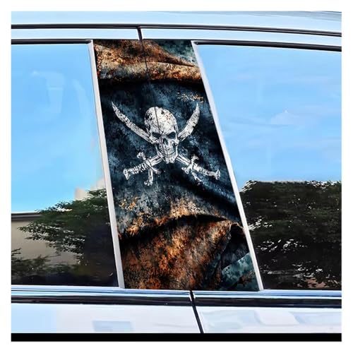 Film résistant aux rayures de piliers de voiture | Autocollant Jolly Roger contre l'usure