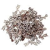 BUZHI 100 Pcs Letter Love Wooden Embellishments,Wooden Script Words Wooden Love Cutout Ornaments Woo