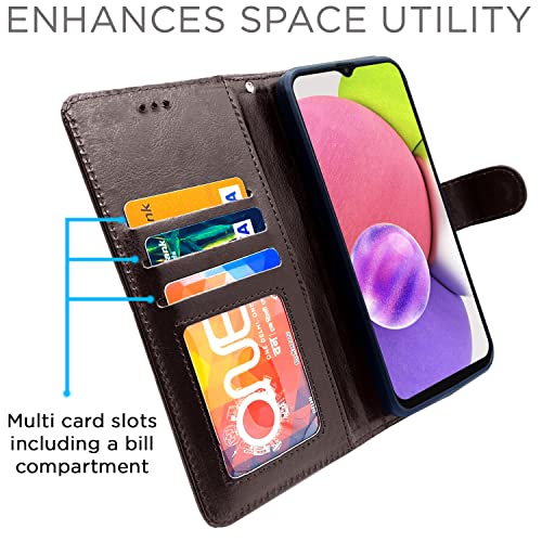 Image of Pikkme Samsung Galaxy A03s Flip Case Leather Finish | Inside TPU with Card Pockets | Wallet Stand and Shock Proof | Magnetic Closing | Complete Protection Flip Cover for Samsung Galaxy A03s (Coffee)