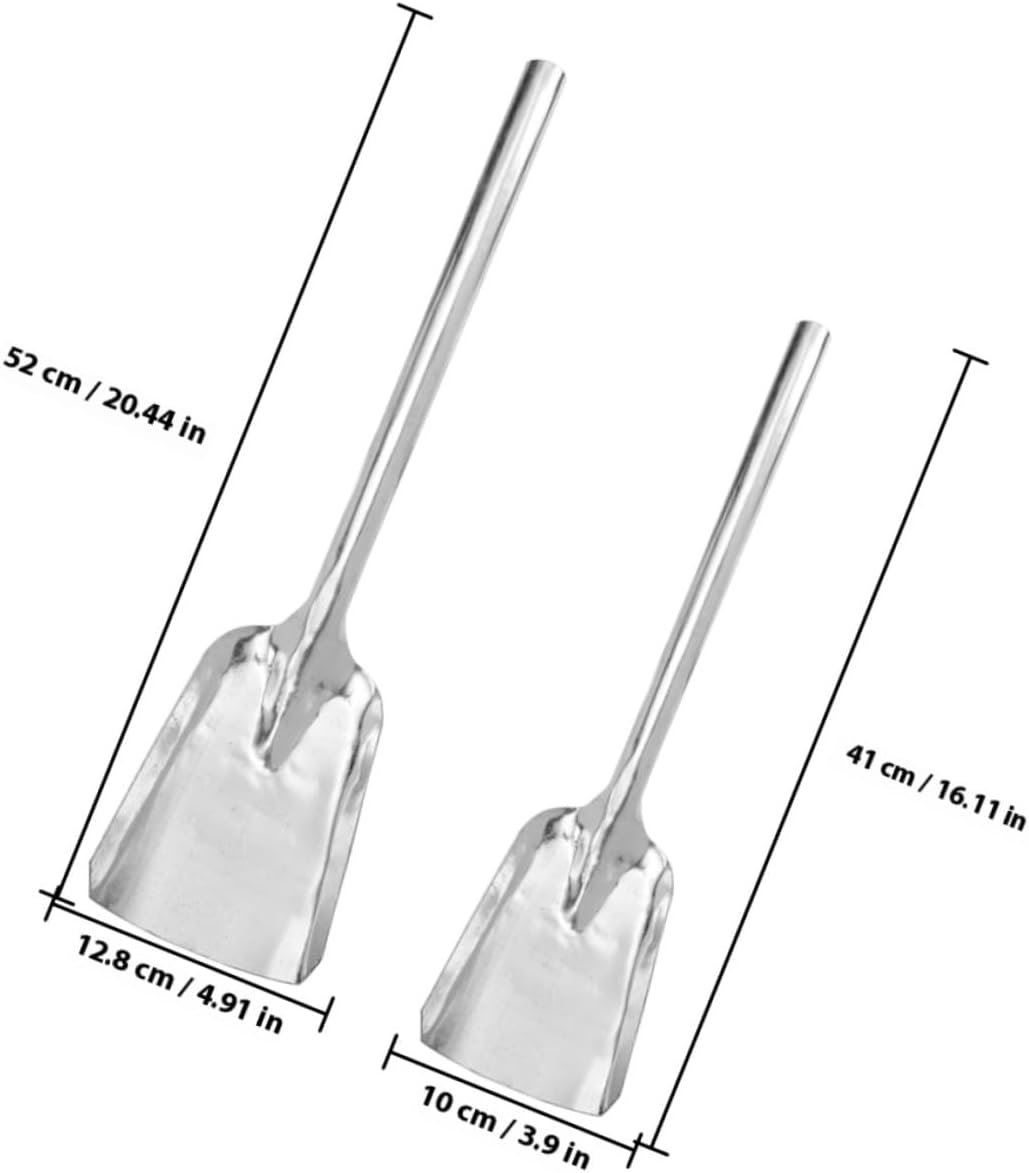Unomor Thickened Cast Iron Coal Shovel Set 2pcs Medium and Small White Iron Household Fireplace Ash Scoop for Stove and Hearth Cleaning